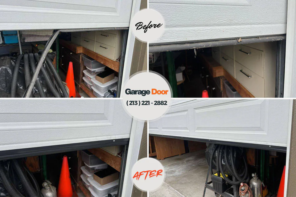 Before and after: garage door repair Hometown, PA
